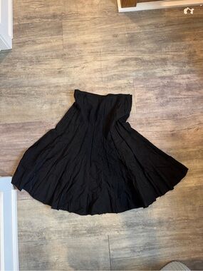 Black Midi A-Line Flow Skirt